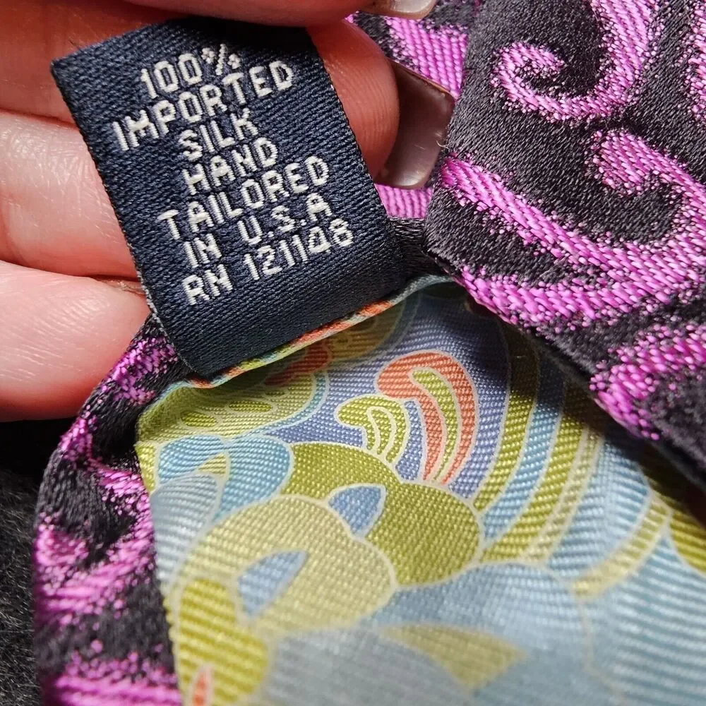 Ted Baker Tie 100% Italian Silk Paisley Purple Designer London Luxury USA 60